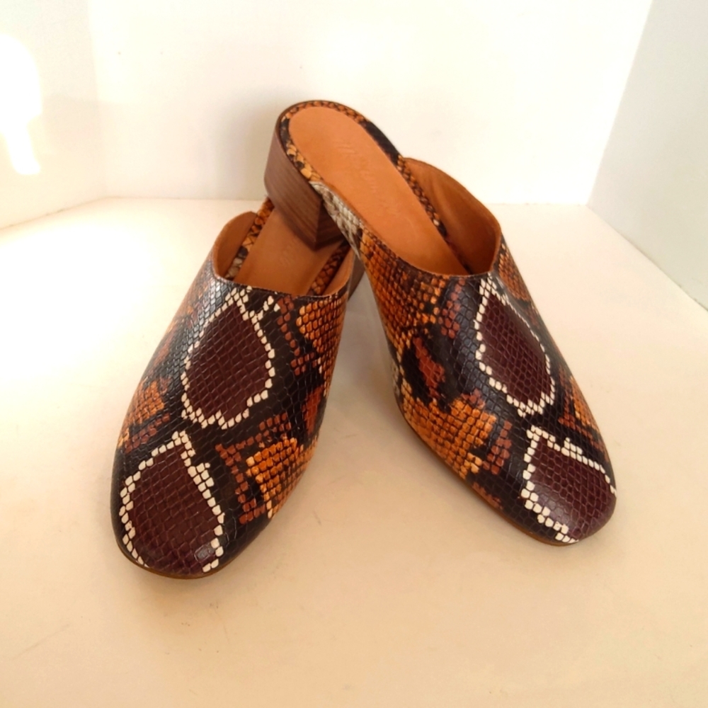 Madewell python print leather mules